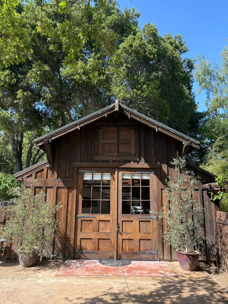 The Old Barn in Woodside — hand-built by Steve Peterson with salvaged doors from Why Worry Farm